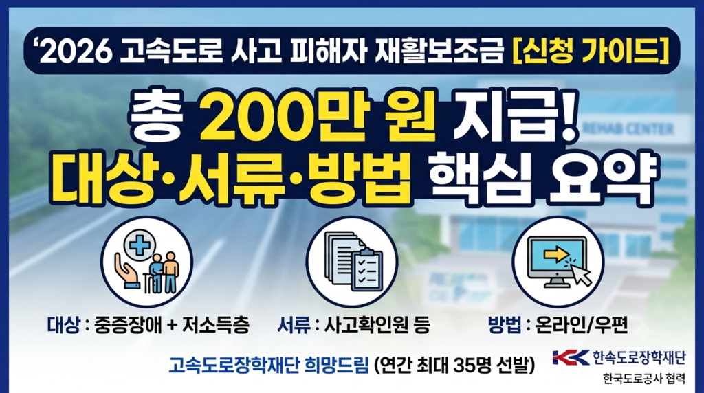 2026년 고속도로 사고 피해자 재활보조금 신청 가이드