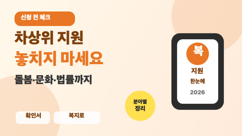 2026년 차상위계층 조건과 의료비 생계 주거 지원