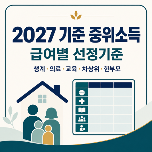 2027년 기준 중위소득 생계·의료·교육급여 차상위 한부모 선정기준